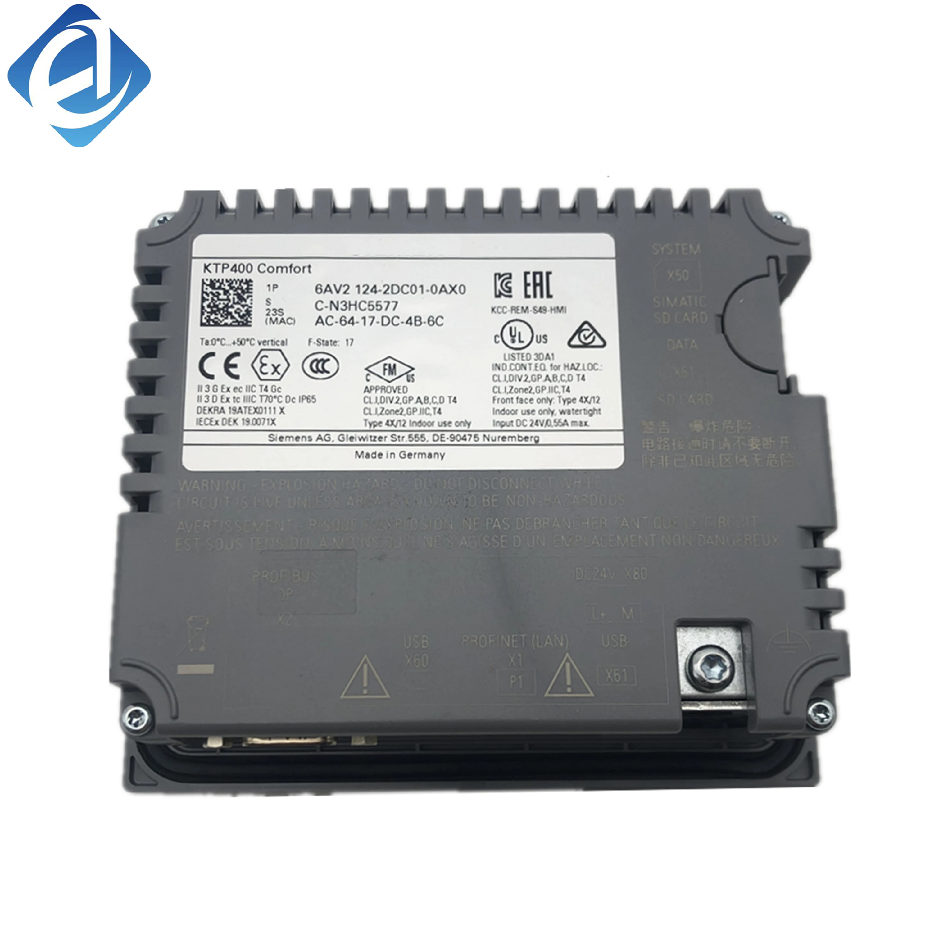 New Original 6AV2 124-2DC01-0AX0 6AV2 124-2DC01-0AX0 SIMATIC HMI KTP400 Comfort Panel. Features 4-inch touch and key operation, high-resolution display, multiple communication interfaces, robust design