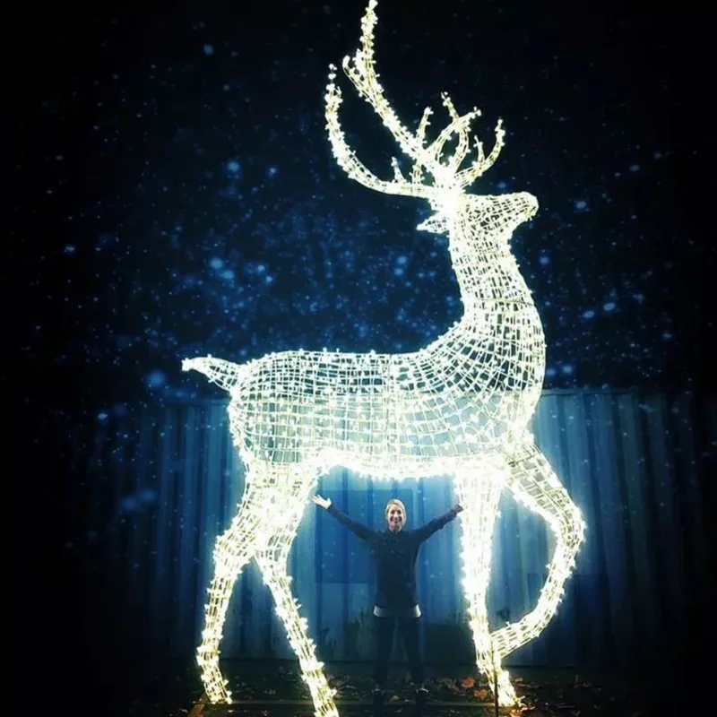 Factory Outdoor Large 3D Motif LED Lighted Animals Giant Christmas Reindeer for Landscape & Wedding Decoration Halloween Use