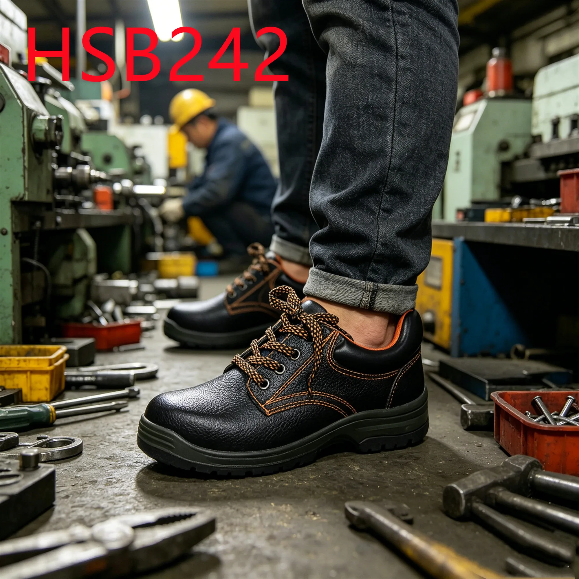 HY,Machine Shop Anti-acid&base PU/PU Injection Sole Work Shoes Heavy Industry Hit&puncture Proof Safety Labor Shoes HSB242