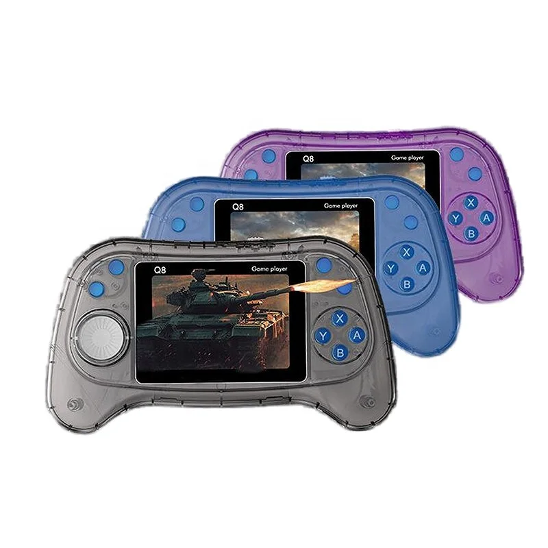 Q8 Retro Game Console Handheld Transparent Digital Video Game Player 3 Inch Screen 800 Games in 1 TV Output Support 2 Players