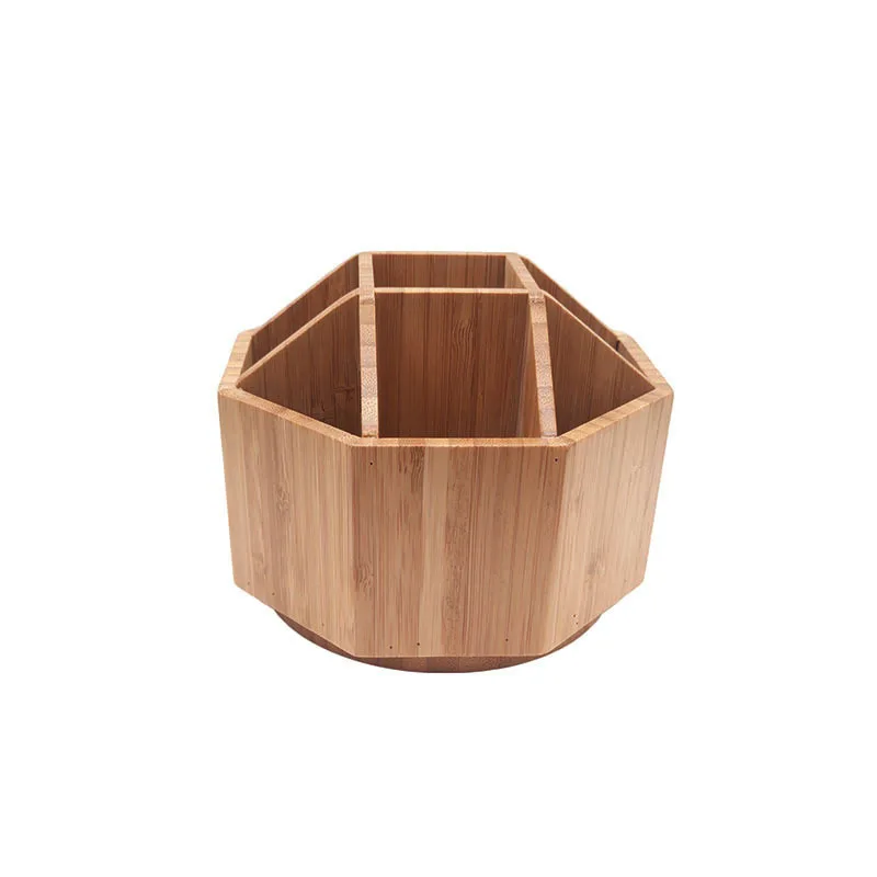 Экологичный многофункциональный настольный держатель из бамбука, настольный органайзер, стойка, вращающийся ящик для хранения