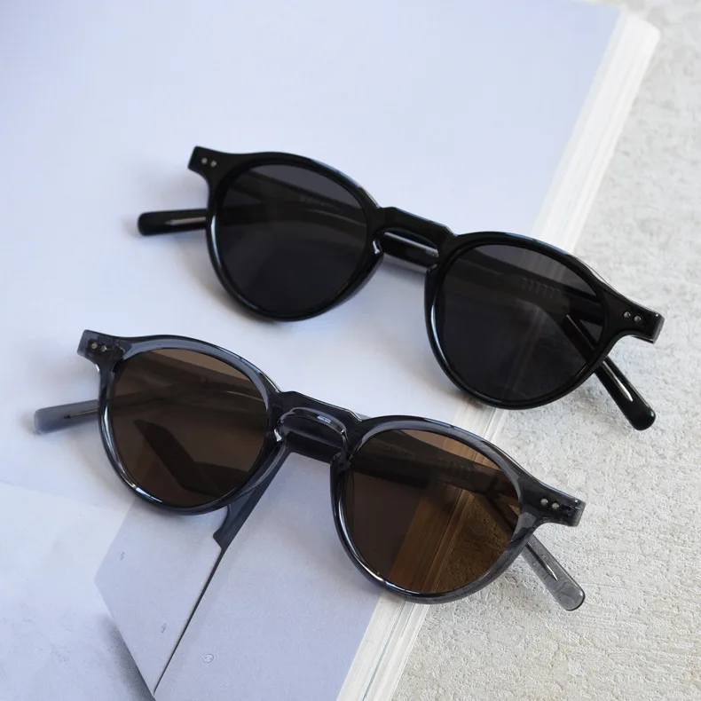 High Quality Trendy Accessories Shadde Handmade Round CP Frame Female Men Polarized Rivet Frame Sunglasses Unisex Dafas De Sol