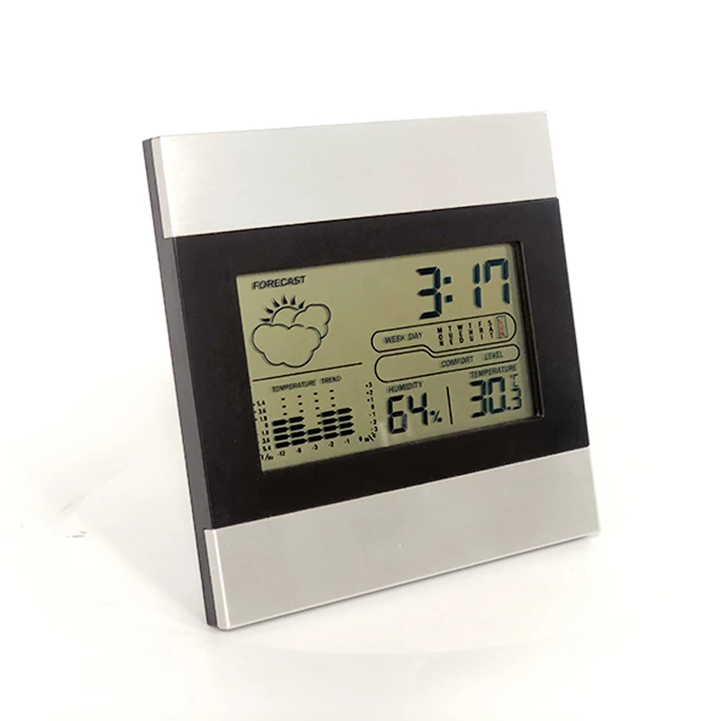 Custom Weather Station Indoor Home Cheap Sale Wholesale Alarm Pretty Elegant Digital Alarm Clock Desk Table Clocks