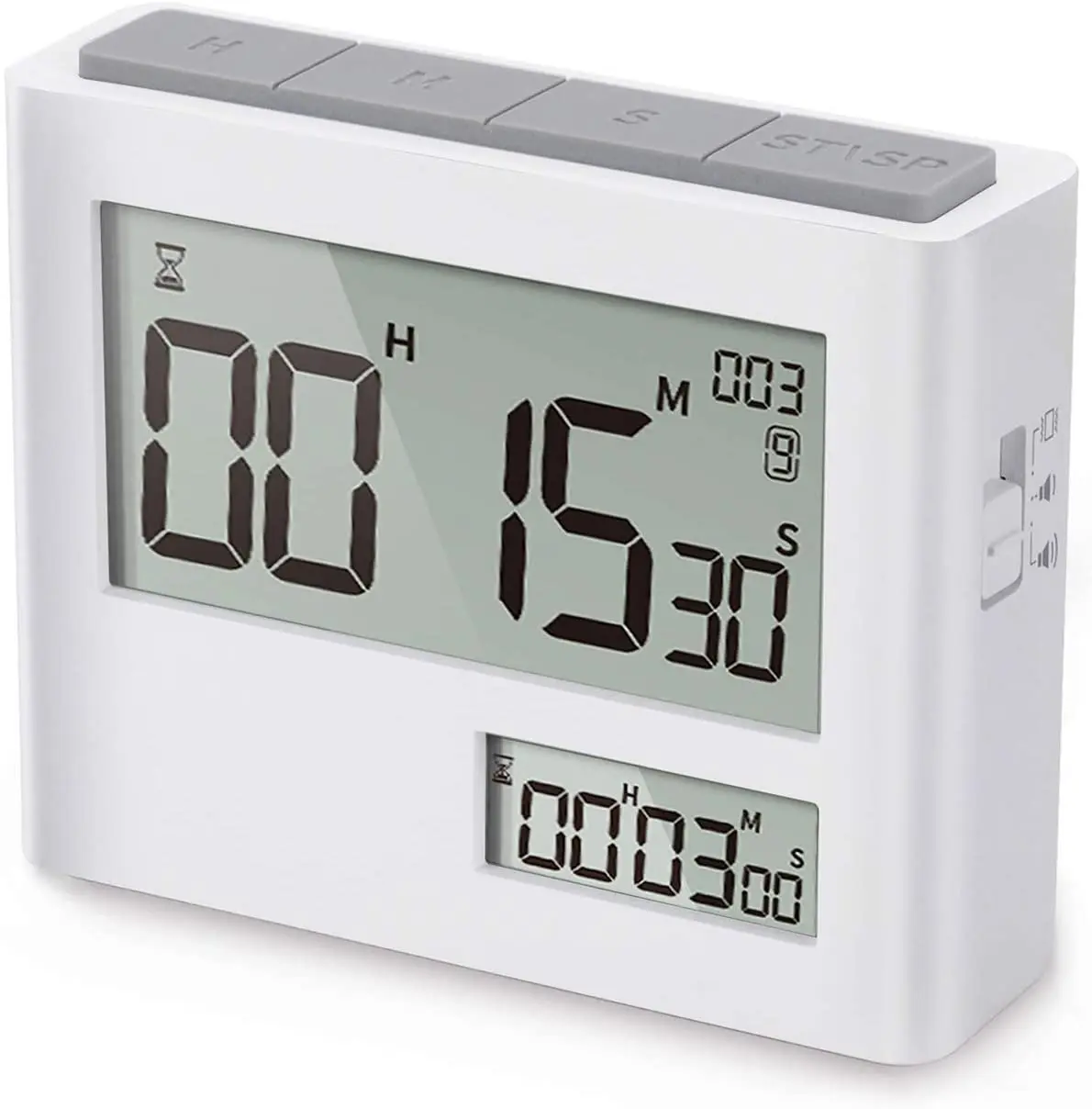 Portable Dual Display Channel Digital LCD Magnetic Countdown Clock Alarm Timer