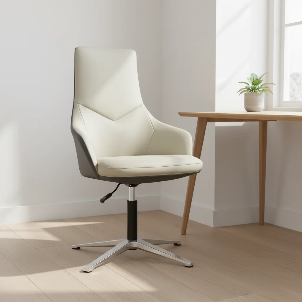 Four-star Base Modern Ergonomic Leather Executive Office Computer Chair with Adjustable Height and Aluminium Frame 6