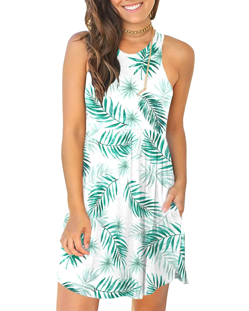 2024 Sleeveless O-neck Knee-length Sundress For Women Casual & Vacation Style, Oem 2024 Sleeveless O-neck Knee-length Sundress For Women Casual & Vacation Style, Oem
