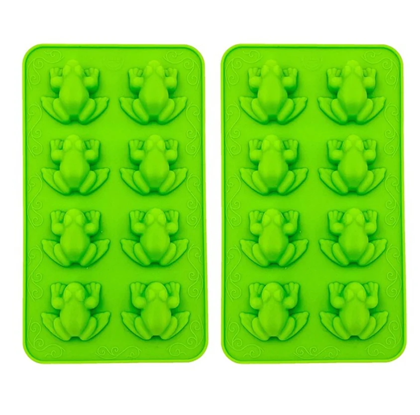 New Food Grade Durable Cute  2 Types Frog Silicone Chocolate Ice Molds 8 Cavity Frog Shaped Silicone Soap Cake Baking Molds