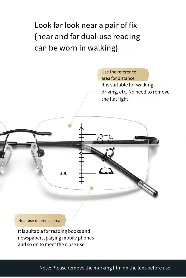 最新厂家直销抗蓝光老花眼眼镜渐进式多焦点光致变色老花镜