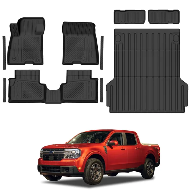 All Weather 3D TPE Car Floor Mats for 2022-2025 Ford Maverick Hybrid Truck Bed Mat Liner Interior Accessories for Protection