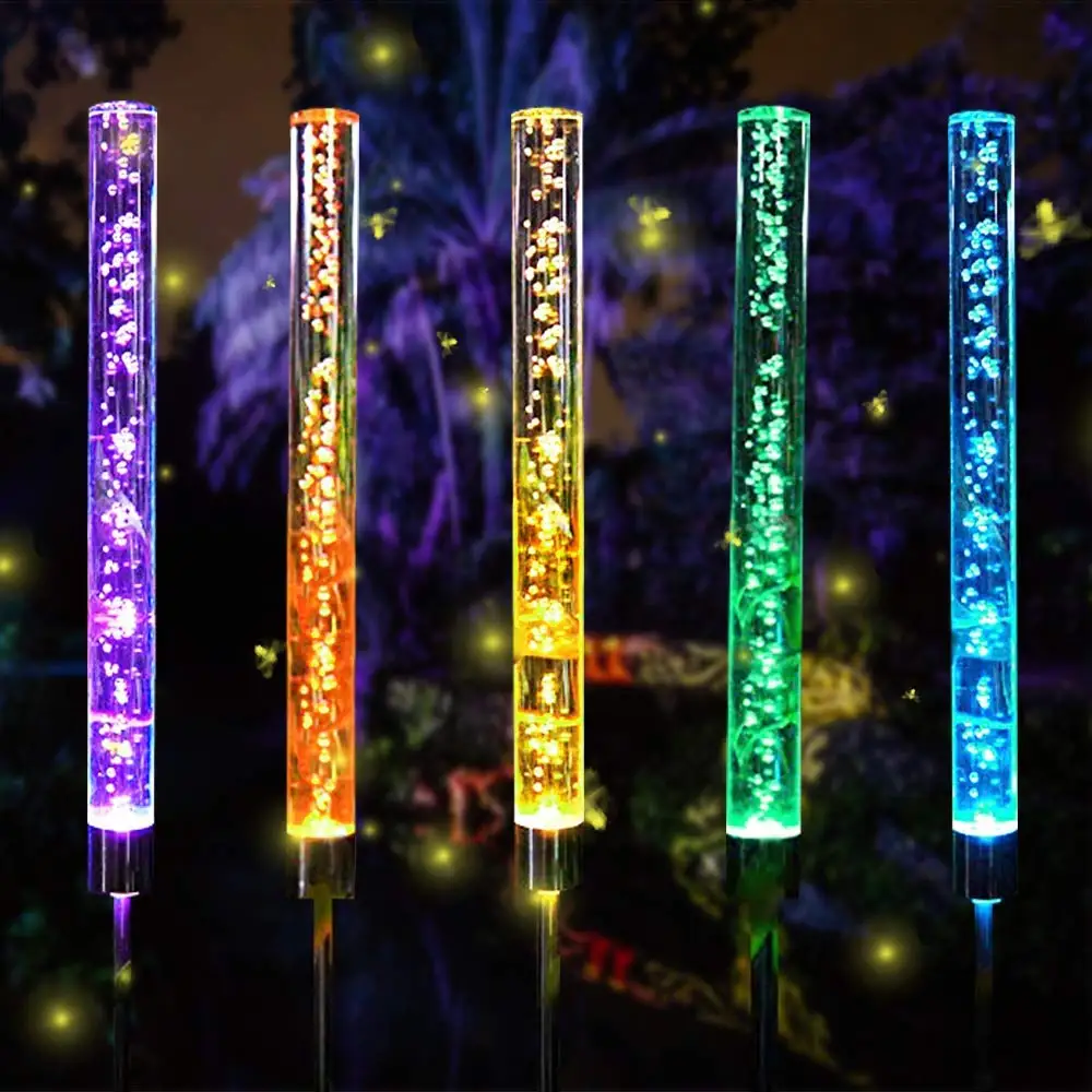Solar Powered Acrylic Bubble LED Light Lawn Garden Lamp RGB Multi-color Light 