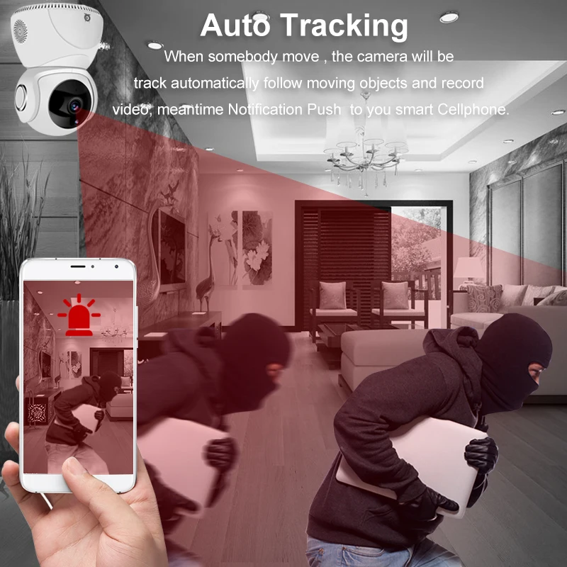 3MP Q8 Auto Tracking Two Way Audio Indoor WiFi Surveillance Network Camera V380 Pro Wireless Security WiFi IP PTZ Camera