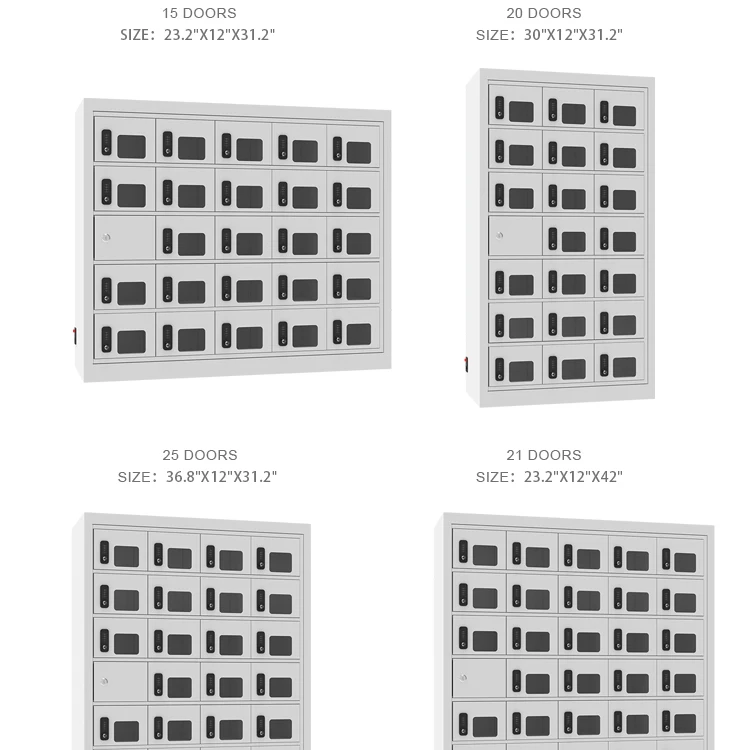 28 Door Supermarket Public Metal Cell Phone Charging Station Locker