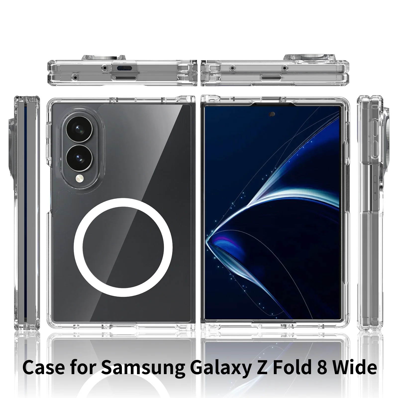 Laudtec Magnetic Clear Case for Samsung Galaxy Z Fold 8 Wide Shockproof AntiYellow Lightweight Support Custom Logo OEM Wholesale