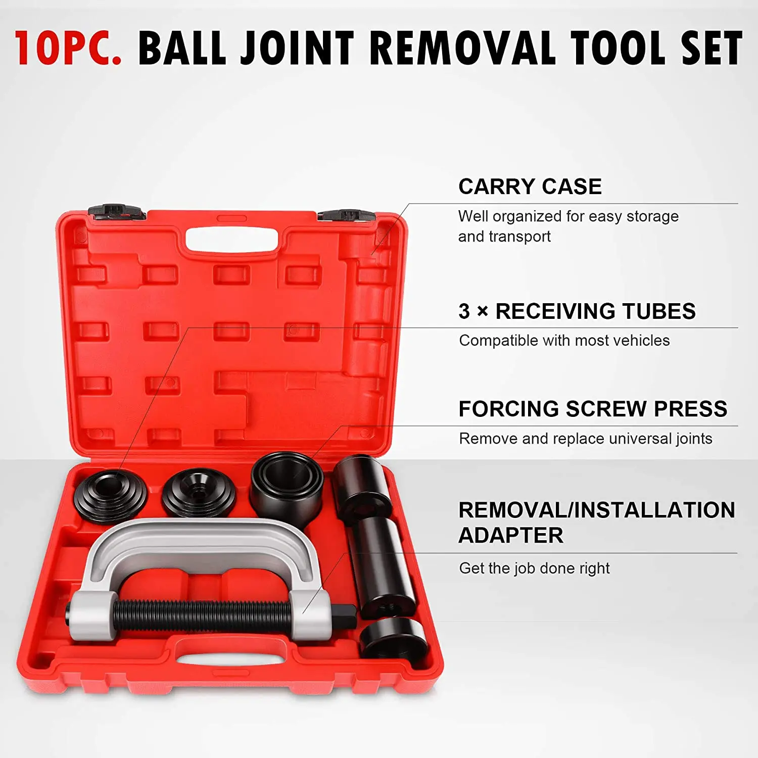 FreeTec Kit Professionnel 10 Pièces Extracteur Rotule Et Joint En U - Outil Lourd Pour Voitures 2WD 4WD Et Camions