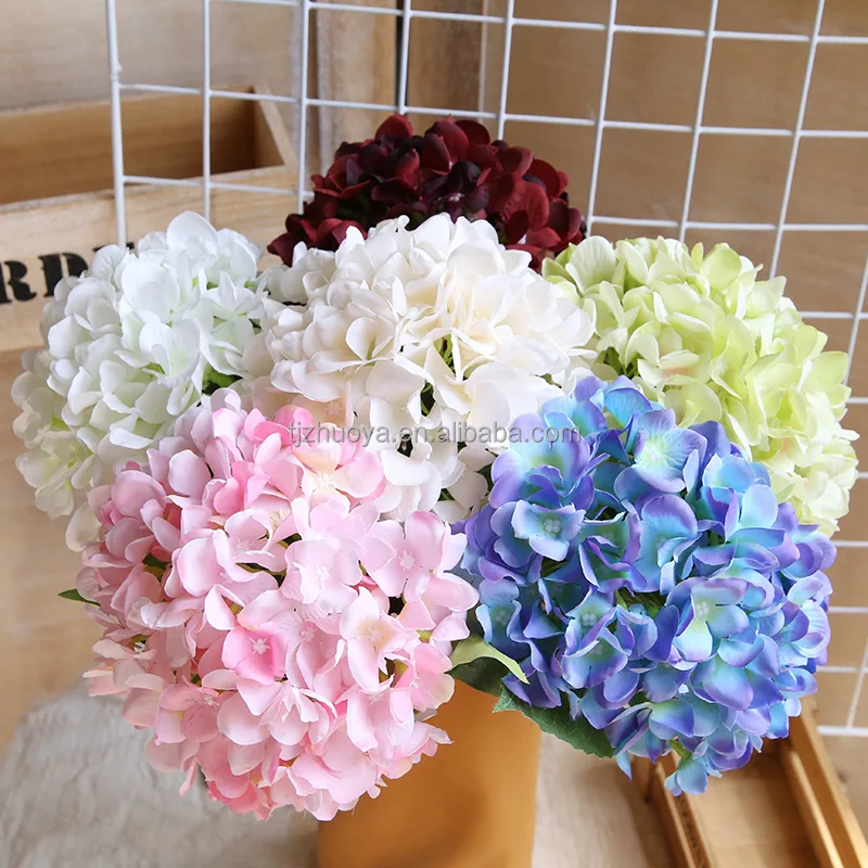 Ivory Hydrangeas Silk Flowers Real Touch Hortensien Big Leaf Hydrangea