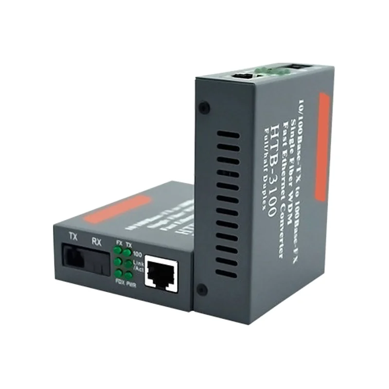 HTB-3100 10/100M Single Mode SC Port Optical Media Transceiver Ethernet 20KM 25KM RJ45 Fiber Optic Media Converter