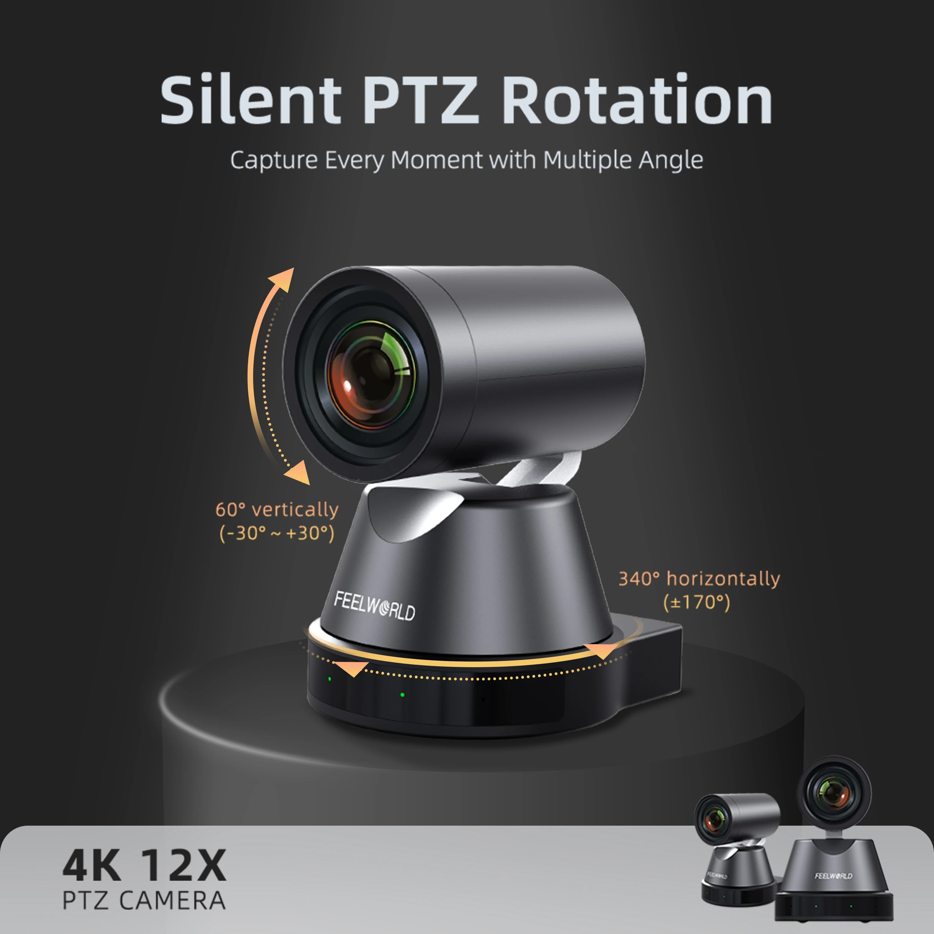FEELWORLD 4K12X PTZ Camera with Auto Tracking & 12X Optical Zoom for Live Streaming, OEM/ODM Factory Direct Wholesale