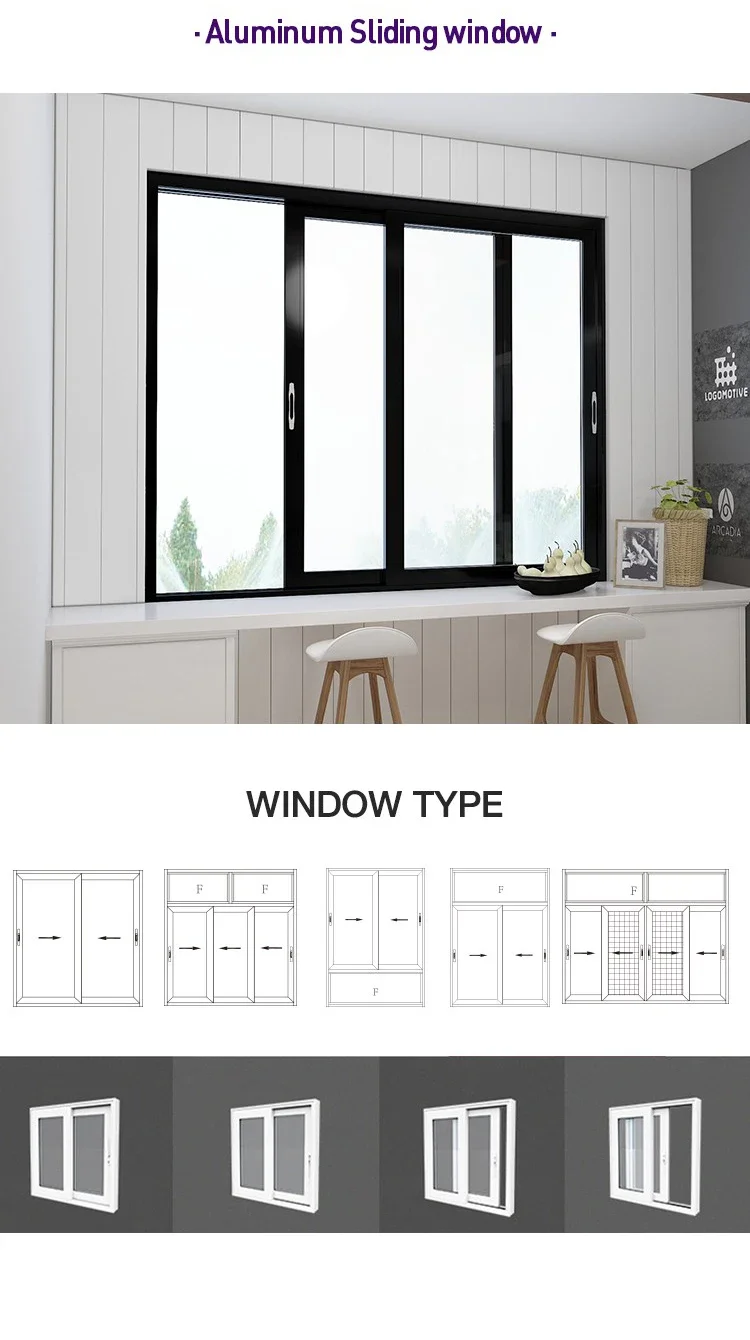 Aluminum Glass Sliding Window And Doors For Houses Windproof Heat ...