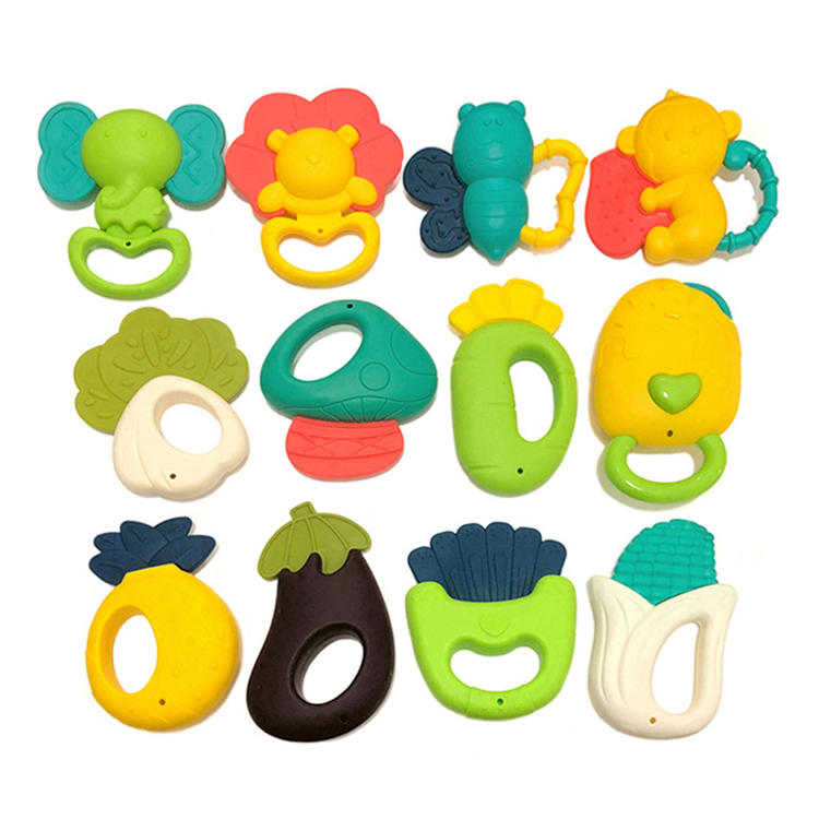 Мягкий детский Прорезыватель для зубов, Мультяшные животные, сенсорные игрушки, зубная резинка, Набор погремушек, силиконовая детская игрушка для прорезывания зубов, Лидер продаж