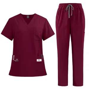 Custom Hot Sell Scrubs Set Stretch Breathable Women Jogger Nursing Medical Polyester Rayon Spandex Hospital Surgical Uniforms