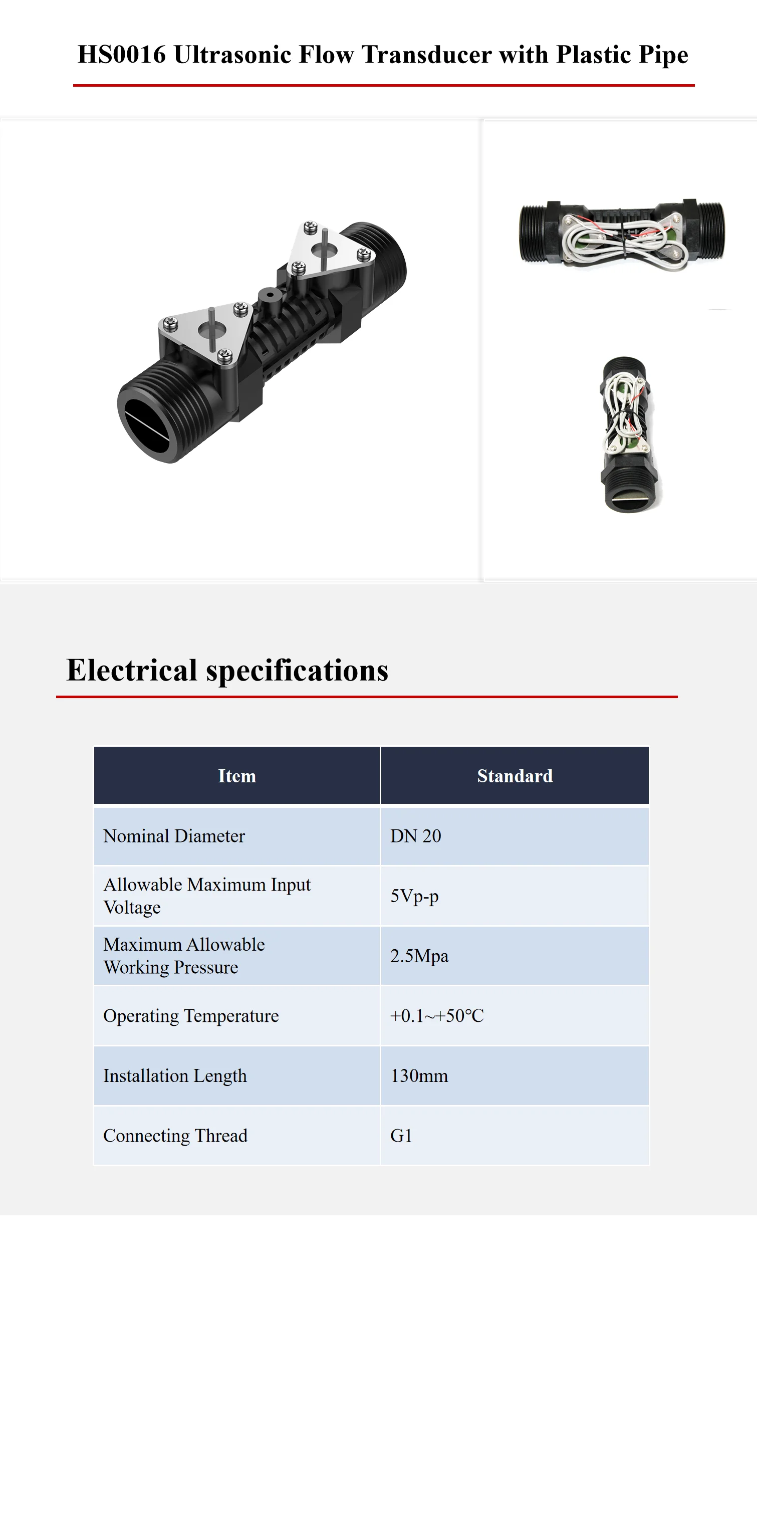 Audiowell Ultrasonic Flow Transducer With Plastic Pipe For Ultrasonic