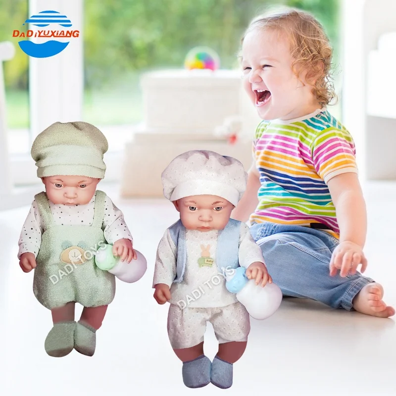 14 Inches Simulation Lifelike Realistic Infant Vinyl Boy Doll, Plastic Nipple Soother Accessory Doll Care Doll for Children