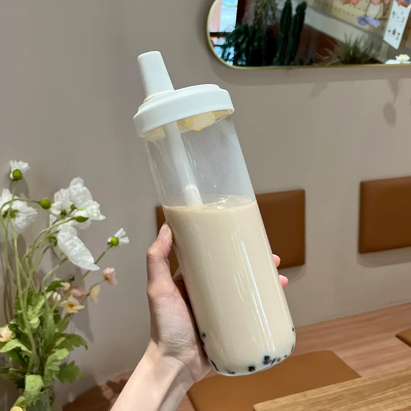 Custom Reusable Boba Cups with Lid and Straw 850ml clear Juice Plastic Cup