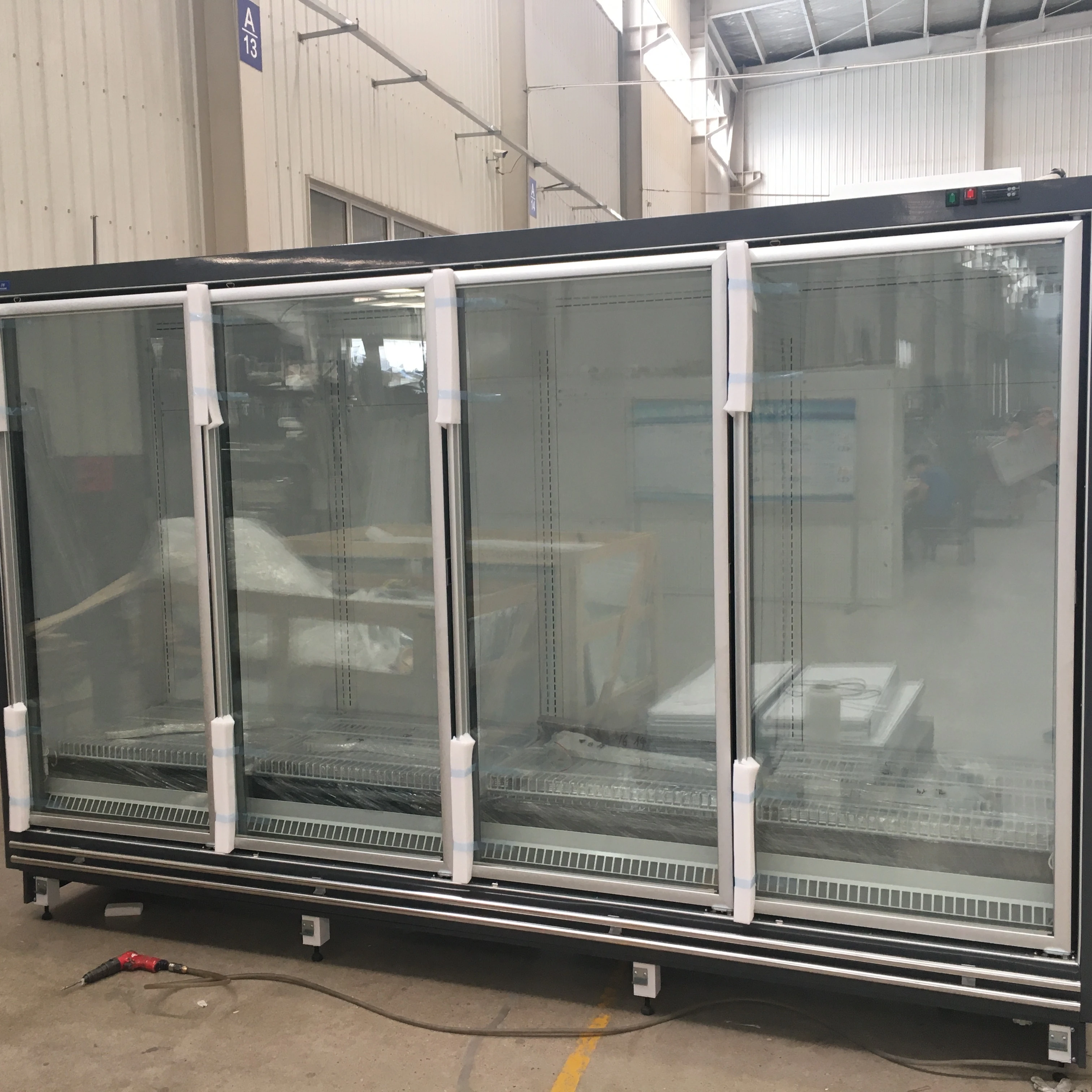 Competitive Prices Supermarket Multidecks Glass Door Refrigerator Display Showcase With Glass Door Fridges