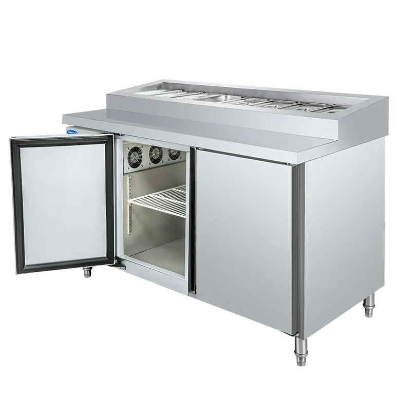 Door and Drawer Under Counter Table Top Stainless Steel Salad Chiller