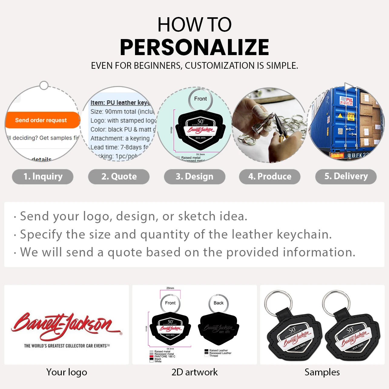 Custom Logo Embossed Leather Keyring Engraved Key Chain Key Holder Leather Keychain
