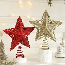 Wholesale Christmas decor tree top star plastic five-pointed star gold silver color for Christmas tree decor office decor