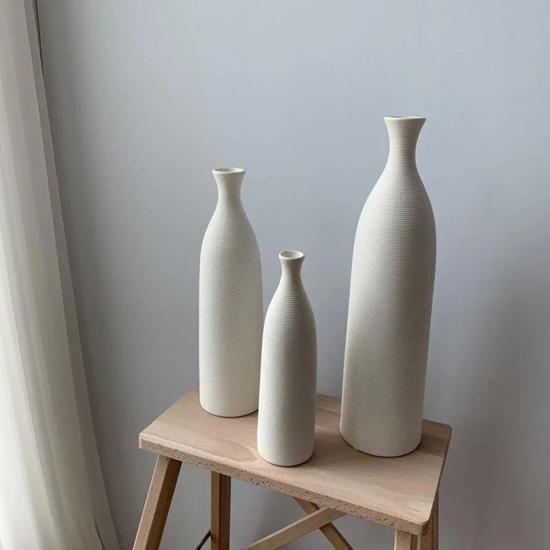 Simple Japanese Style Plain Embryo Home Decoration Retro Ceramic Ornaments Dry Flower Ikebana Ceramic Vase