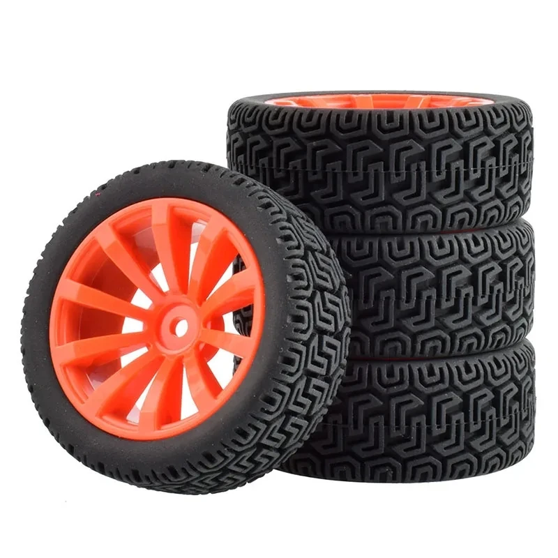 4Pcs 1/16 Scale RC Car Tires With 10-Spoke Wheels - Rubber Tires For Remote Control Car Upgrades