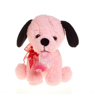 High Quality Custom Cute Personalized Valentines Dog Stuffed Animal Plush Toy Super Soft with PP Cotton Filling and Heart
