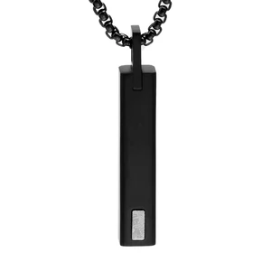 Tizti Jewelry Wholesale Personalized Titanium Custom Engraved Blank Black Plated Stainless Steel Vertical Bar Necklace Pendant