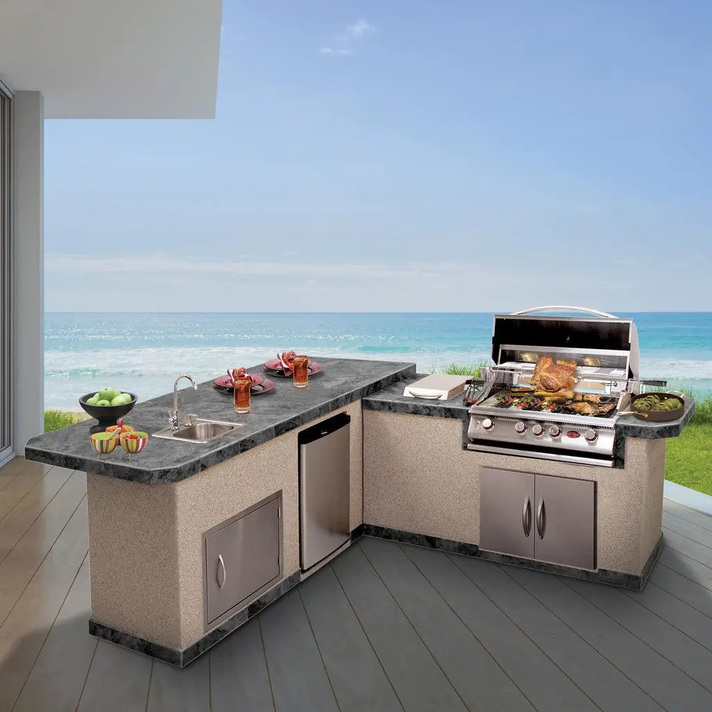 Modern Designs Outdoor BBQ Kitchen Stainless Steel Cabinets Wholesale  Customized Outdoor Kitchens Gas Grills Burners Barbecue