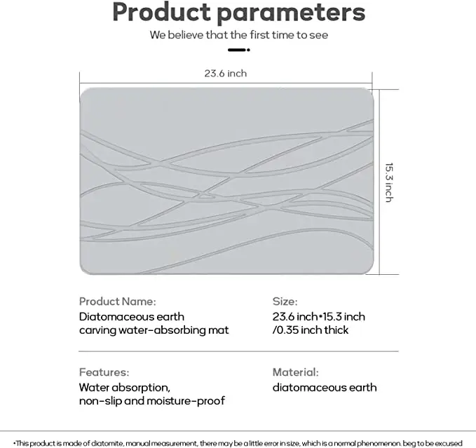 Hot Selling Diatomaceous Earth Bath Mat Nonslip Engraved Stone Bath Mat Super Absorbent Quick