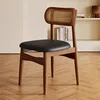 Legno Massello di Noce - Intreccio in Rattan - Pelle Microfibra Nera