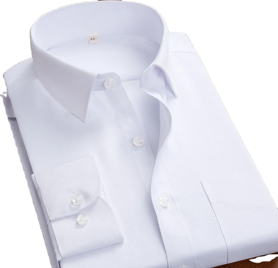 White Blue Pink Black Men's Shirt Long Sleeve Classic Men Formal Dress