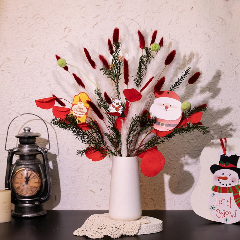 New Popular Christmas Decoration Flowers Dried Pampas Grass Flower Bouquet Rabbit Tail Grass For Home Christmas Decoration details