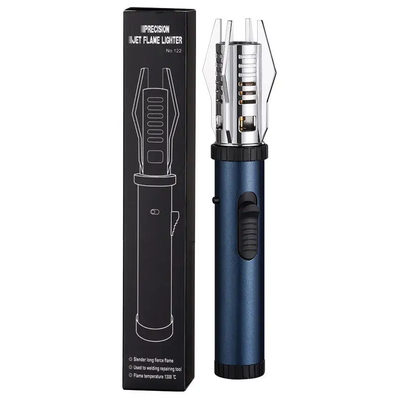 KY Windproof Powerful Spaying Gun Red Flame Jet Gas Butane Inflatable Cigar BBQ Metal Custom Torch Lighter