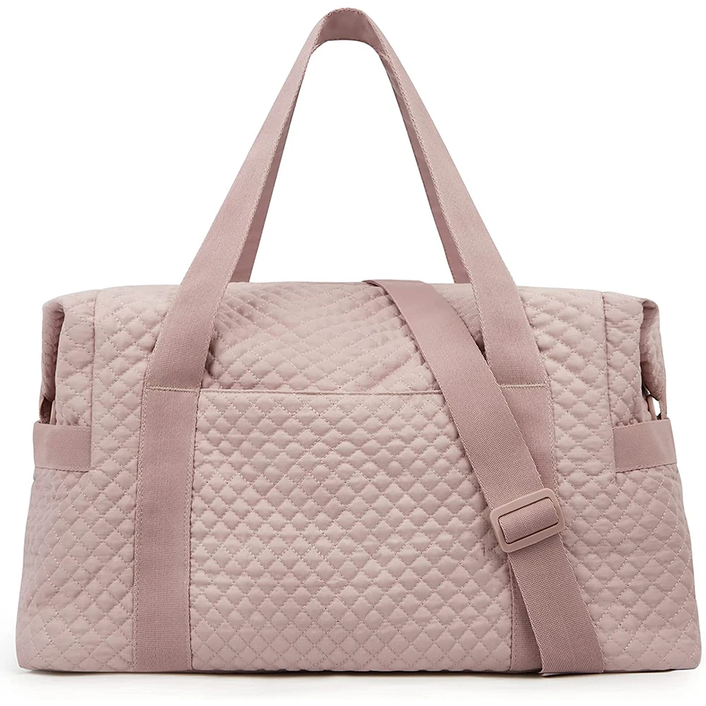 Weekender Waterproof Sport Overnight Gym Crossbody Yoga Pink Quilted Duffle Bag With Yoga Mat Holder