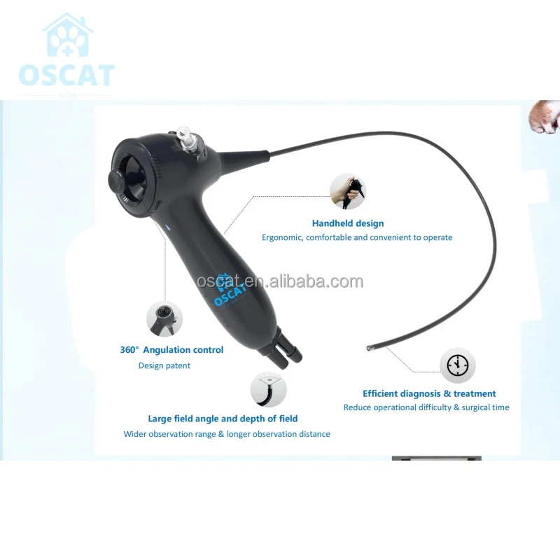 OSCAT Veterinary Equipment RAE-201 Portable Veterinary Flexible Otoscope HD Vet Otoscope for Pet Ear Health Monitor