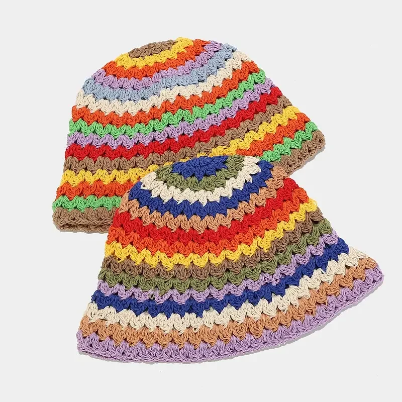 Панама от солнца с полыми цветами, вязаная рыбака, ручной работы, вязаная крючком, весенне-летняя Панама