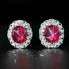 Red corundum six-pointed star light stud earrings