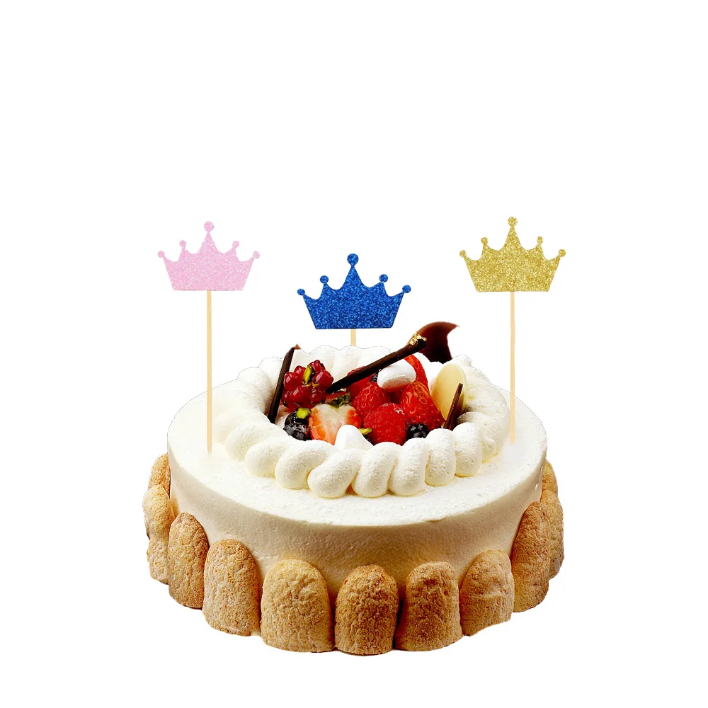 Crown Cupcake Toppers Picks For King Prince Theme Baby Shower Boys