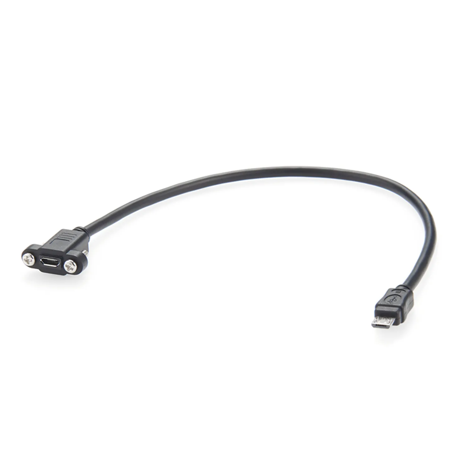 Panel Mount Extension USB Cable - Micro B Male to Micro B Female