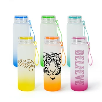 AGH High Quality 17oz 500ml Sublimation Blank Frosted Gradient Color Drinkware Matte Glass Water Bottles For Heat Press Printing