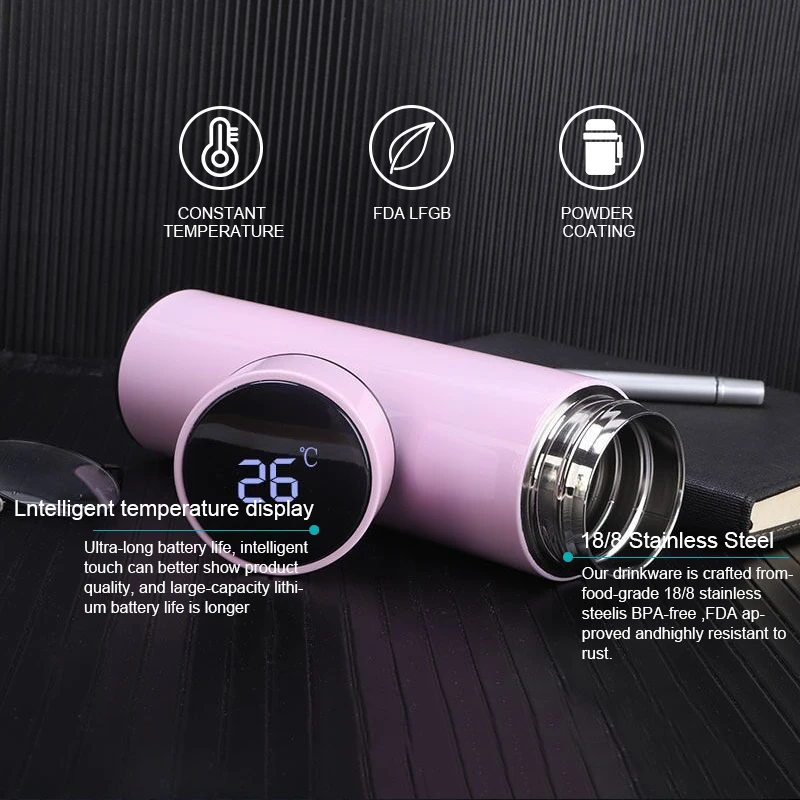 Custom Logo Smart Drinkware Vacuum Flask Stainless Steel Digital Termo
