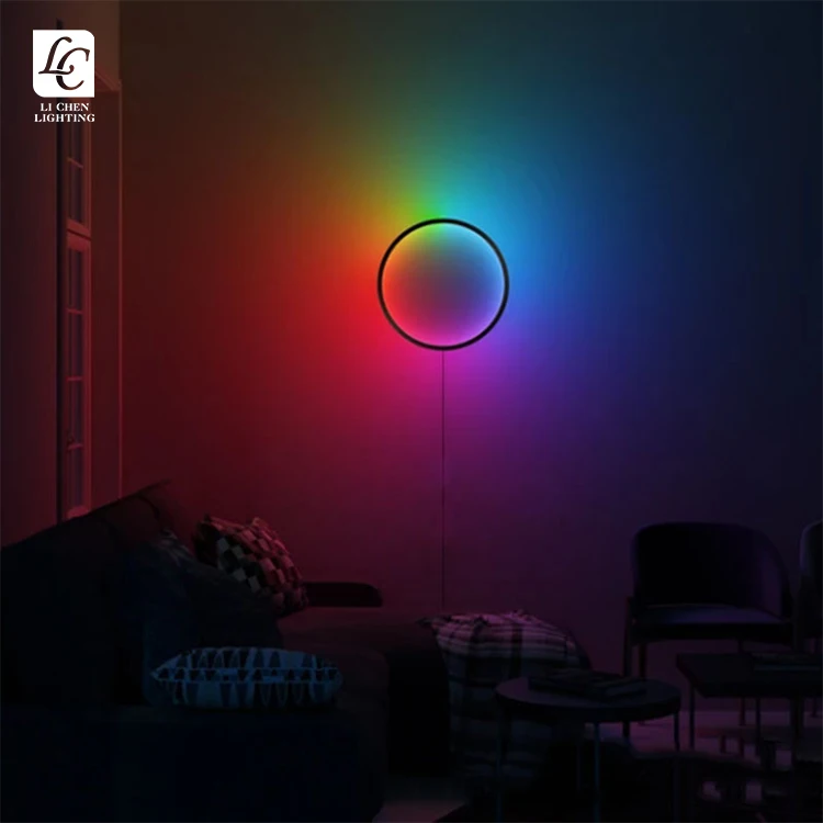 W0050-1 New Product Indoor Decoration for Living Room Metal Round Modern RGB LED Wall Light